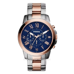 FOSSIL GRANT FS5024 Chronograph Silver Rosegold Dial Blue Stainless Steel
