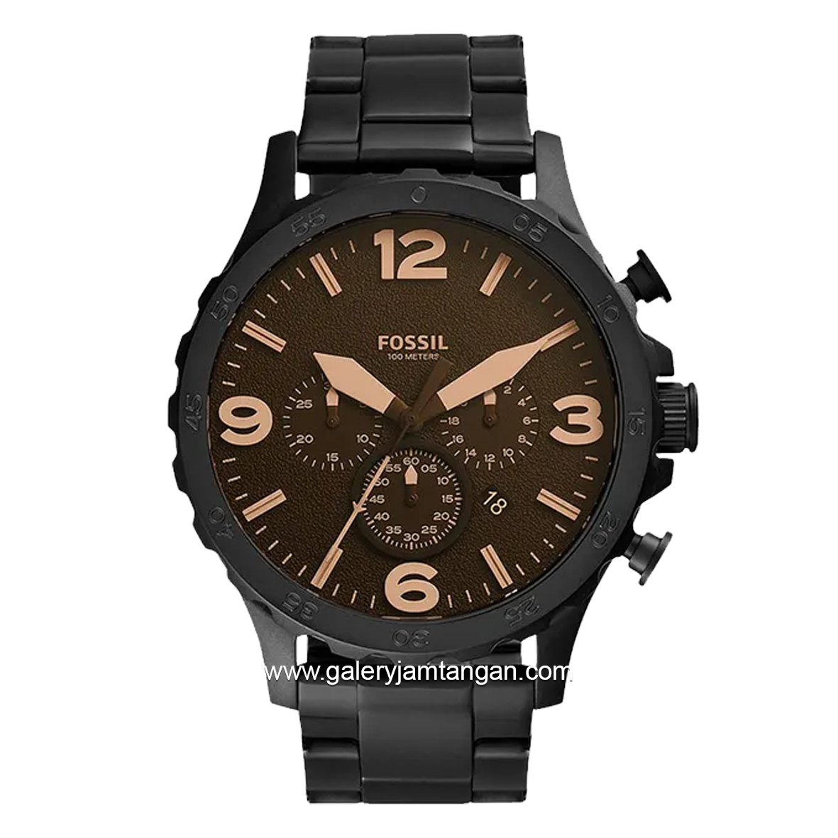 FOSSIL NATE JR1356 Chronograph Black Dial Brown Stainless Steel