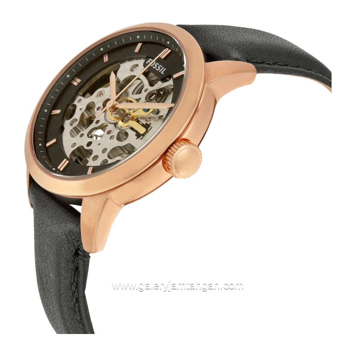 FOSSIL ME3084 Automatic Black Rose Gold Leather Strap