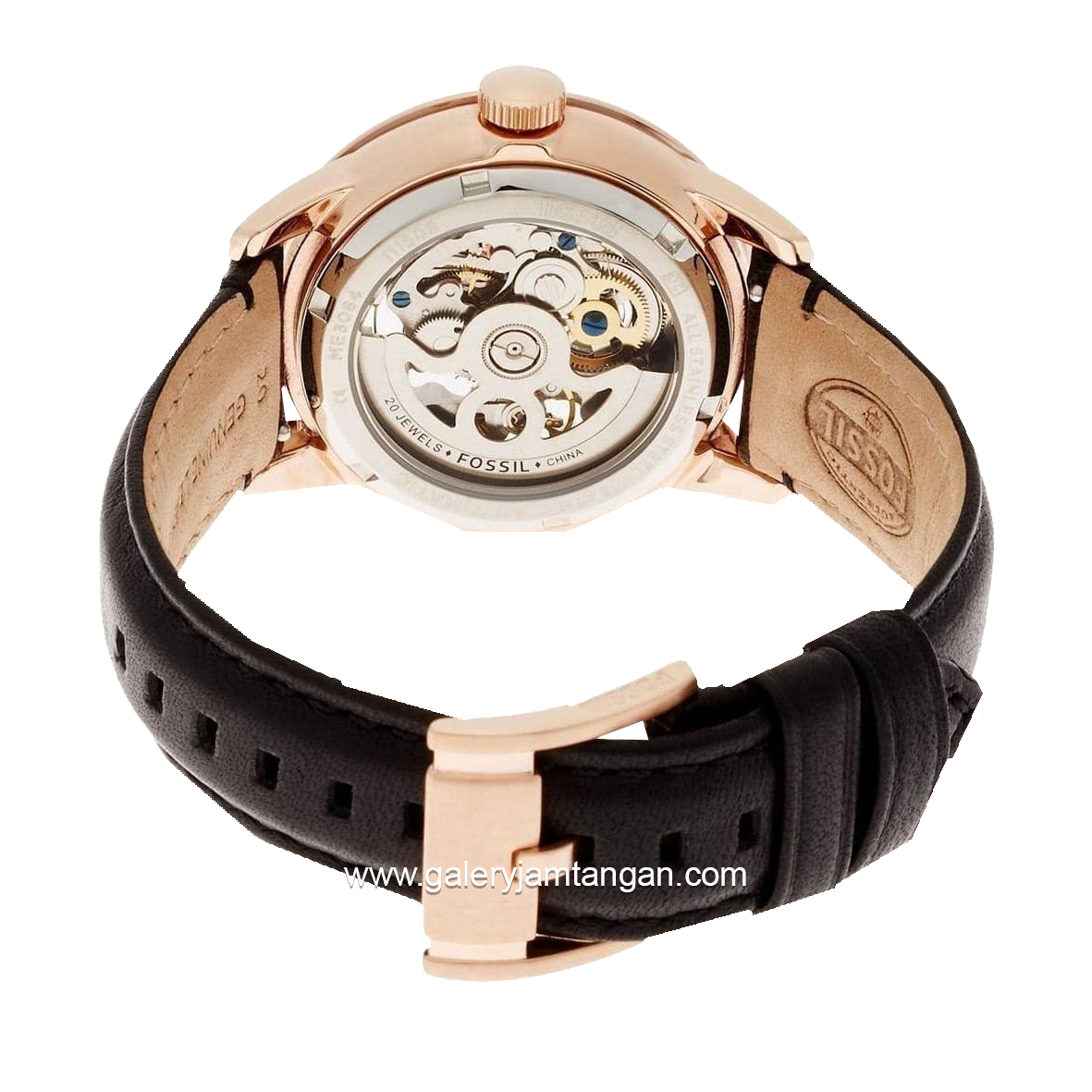 FOSSIL ME3084 Automatic Black Rose Gold Leather Strap