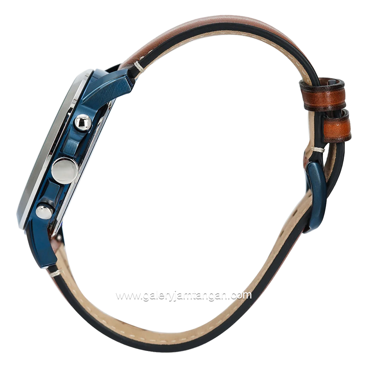 FOSSIL FS5151 Brown Silver Dial Blue Leather Strap