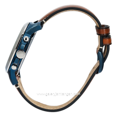 FOSSIL FS5151 Brown Silver Dial Blue Leather Strap