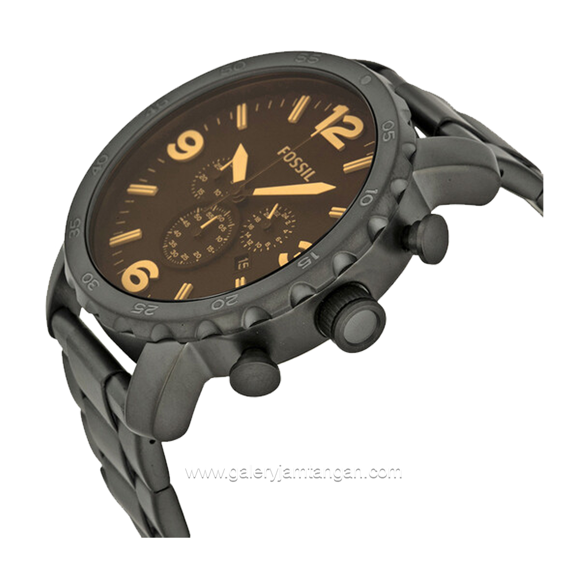 FOSSIL NATE JR1356 Chronograph Black Dial Brown Stainless Steel