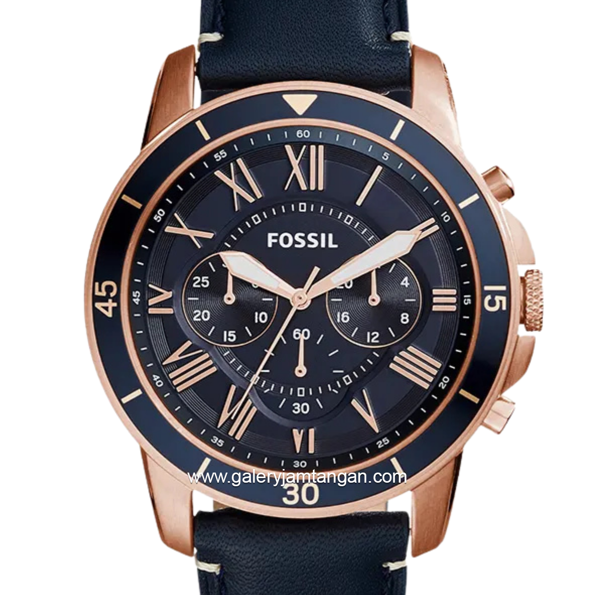 FOSSIL GRANT FS5237 Blue Rosegold Leather Strap