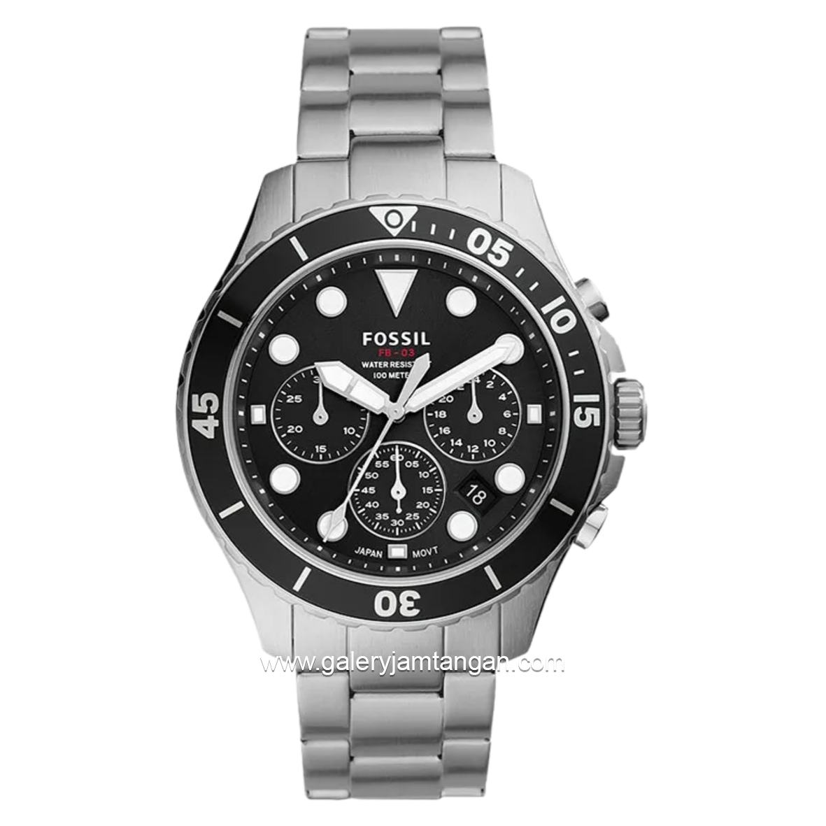 FOSSIL FS5725 Silver Dial Black Stainless Steel Strap