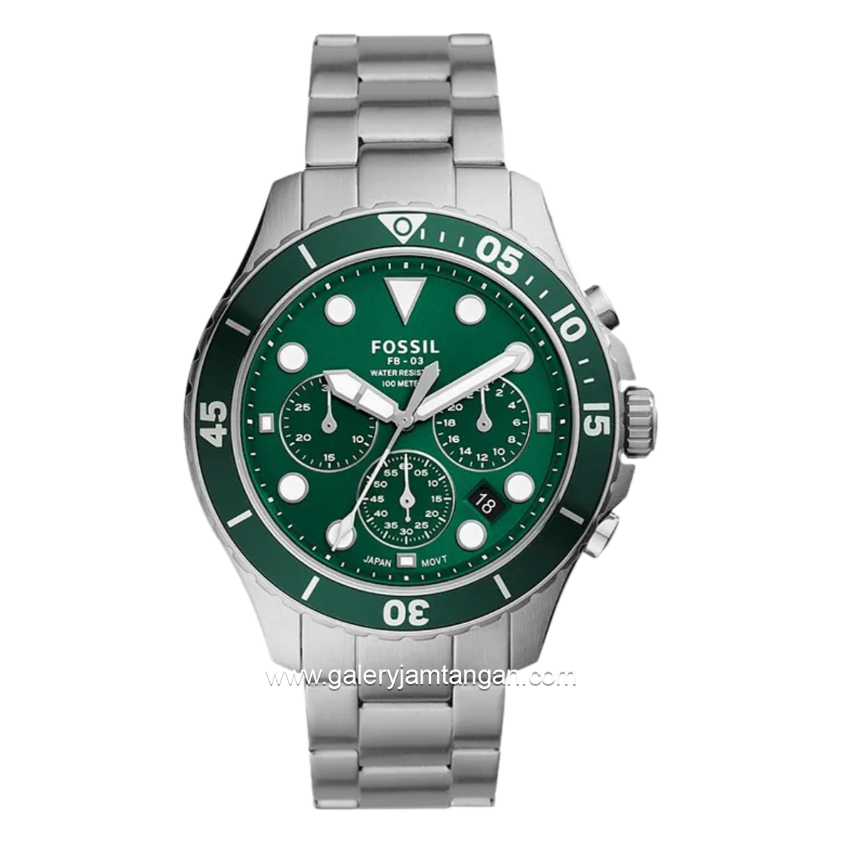 FOSSIL FS5726 Silver Dial Green Stainless Steel Strap