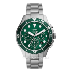 FOSSIL FS5726 Silver Dial Green Stainless Steel Strap