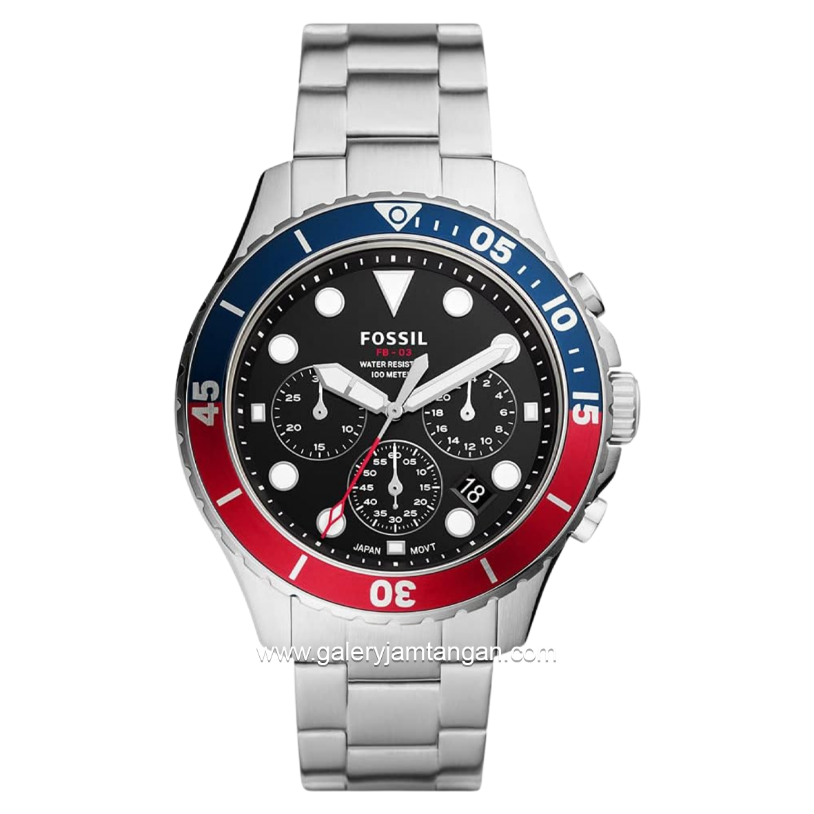 FOSSIL FS5767 Silver Dial Black Stainless Steel Strap