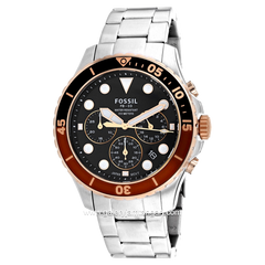 FOSSIL FS5768 Silver Ring Brown Stainless Steel Strap