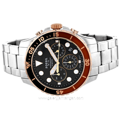 FOSSIL FS5768 Silver Ring Brown Stainless Steel Strap