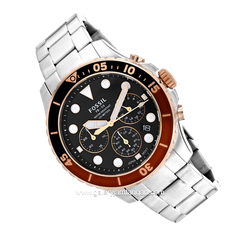 FOSSIL FS5768 Silver Ring Brown Stainless Steel Strap