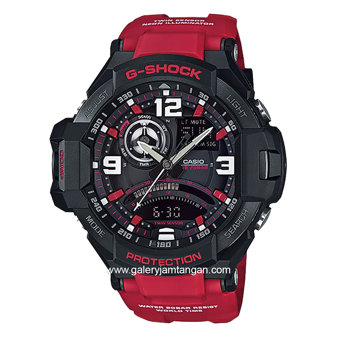 G-SHOCK GA-1000-4BDR Gravitymaster Digital Analog Red Black Resin Strap