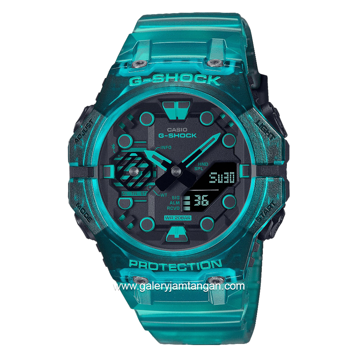 G-SHOCK GA-B001G-2ADR Digital Analog Dial Turquoise Blue Transparent Resin Band