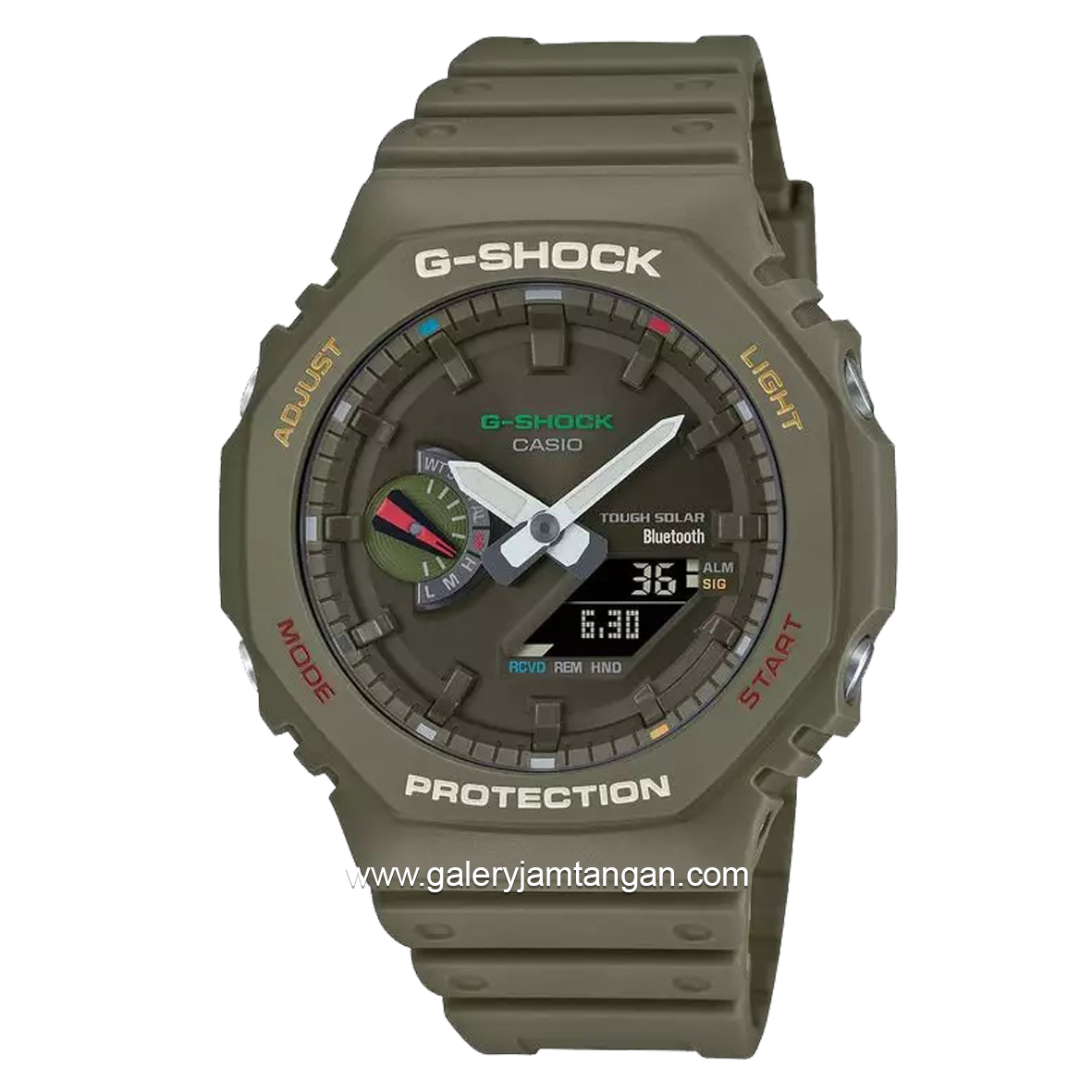 G-SHOCK GA-B2100FC-3ADR Multicolor Accents Men Olive Green Digital Analog Dial Olive Green Resin Band