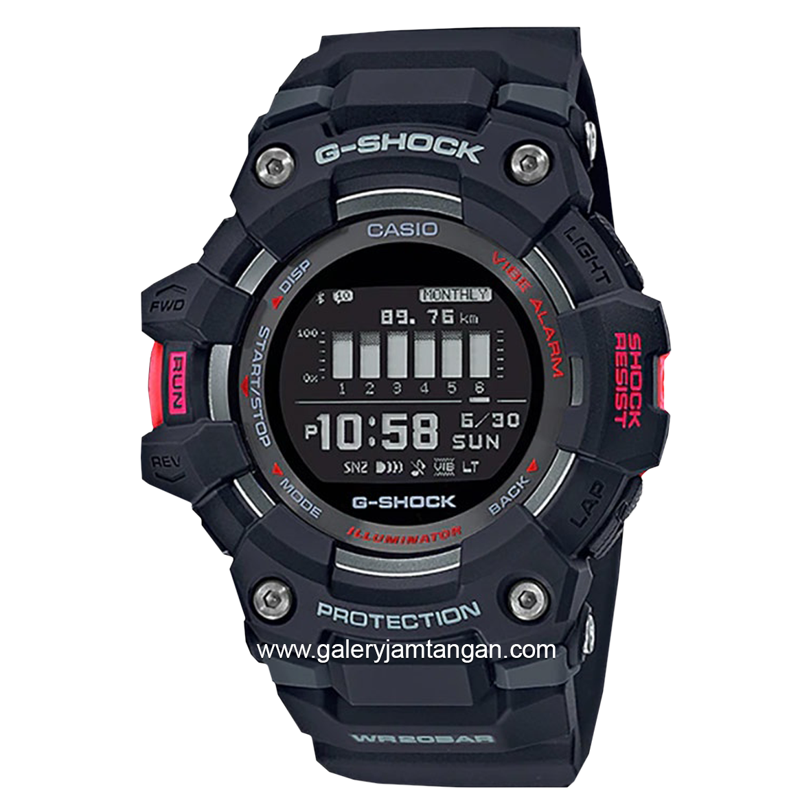 G-SHOCK GBD-100-1DR  G-Squad Men Black Digital Dial Black Resin Band Rubber Strap