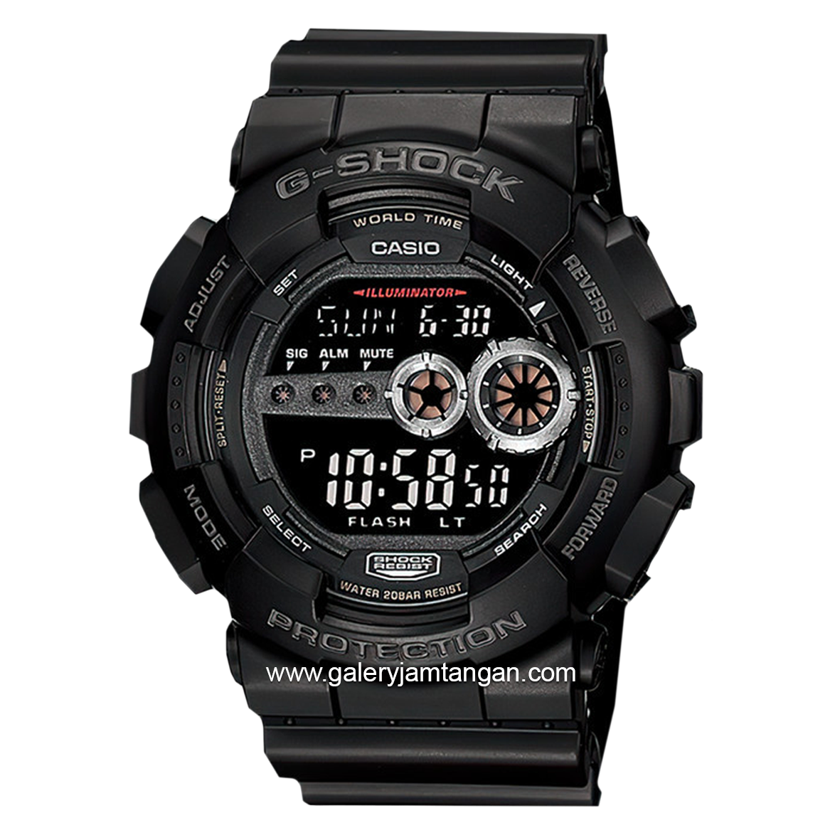 G-SHOCK GD-100-1BDR Black Digital Rubber Strap