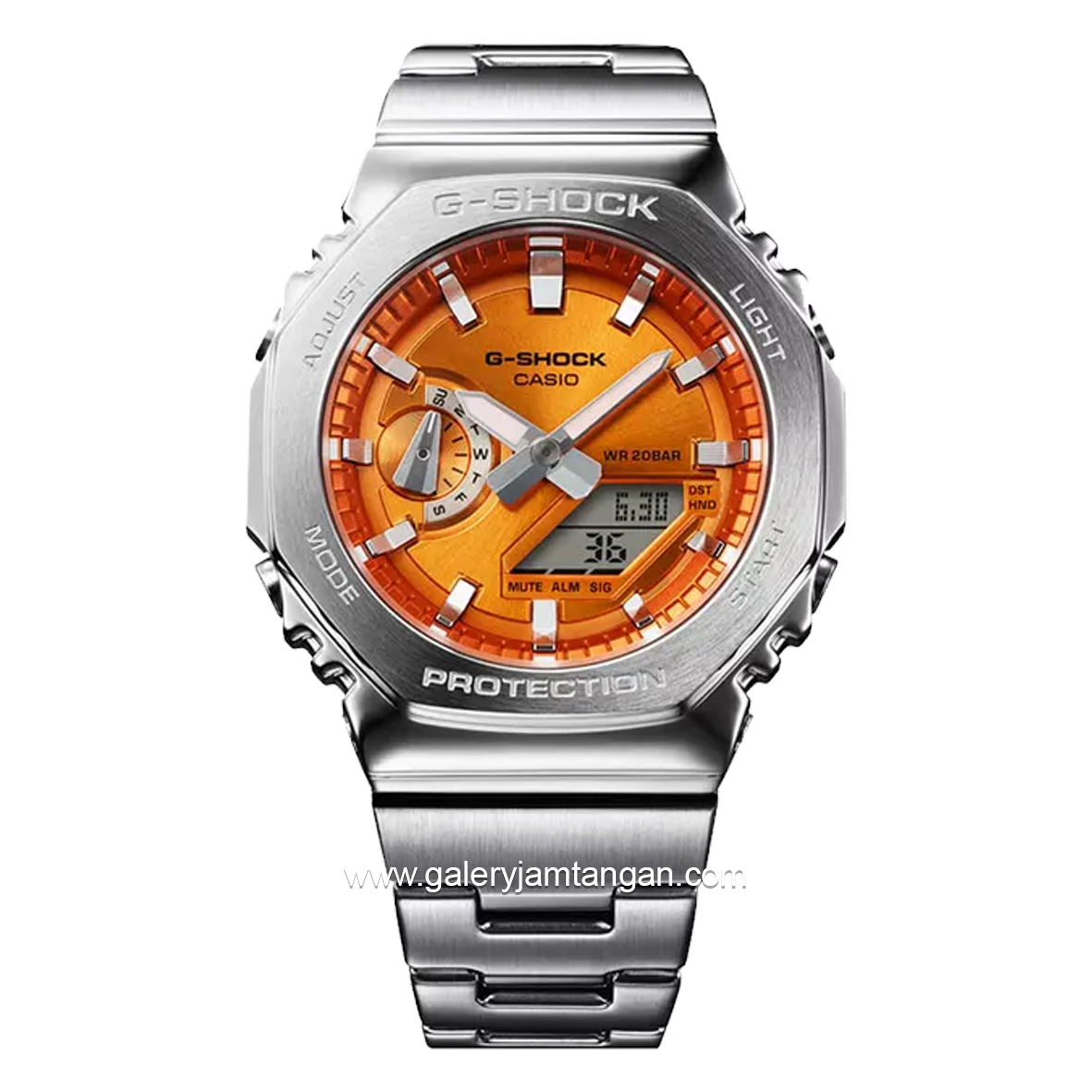 G-SHOCK GM-2110D-4ADR Analog Digital Silver Orange Stainless Steel