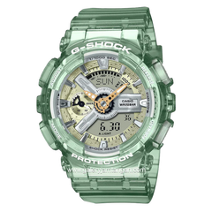 G-SHOCK GMA-S110GS-3ADR Women Green Transaparent Analog Digital Dial Silver Rubber Strap