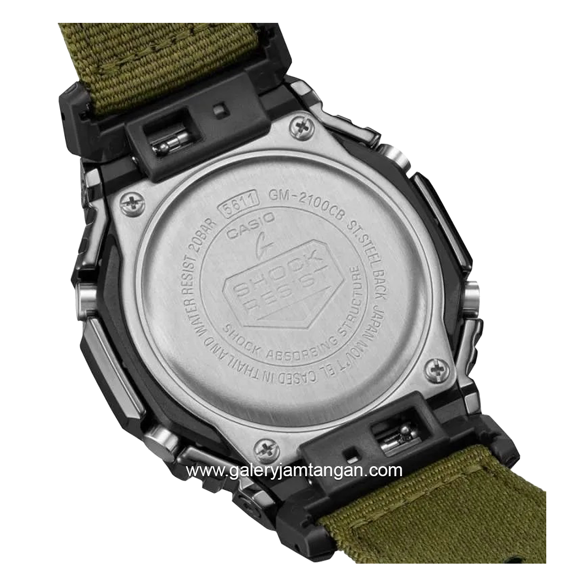 G-SHOCK GM-2100CB-3ADR Green Black Analog Digital Canvas Strap