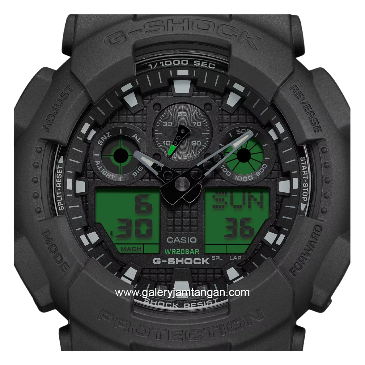 G-SHOCK GA-100BEG-1ADR Black Electro Green Analog Digital Resin Strap