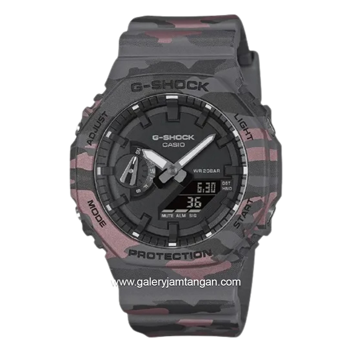 G-SHOCK GA-2100CM-8ADR Analog Digital Camouflage Dial Black Resin Strap