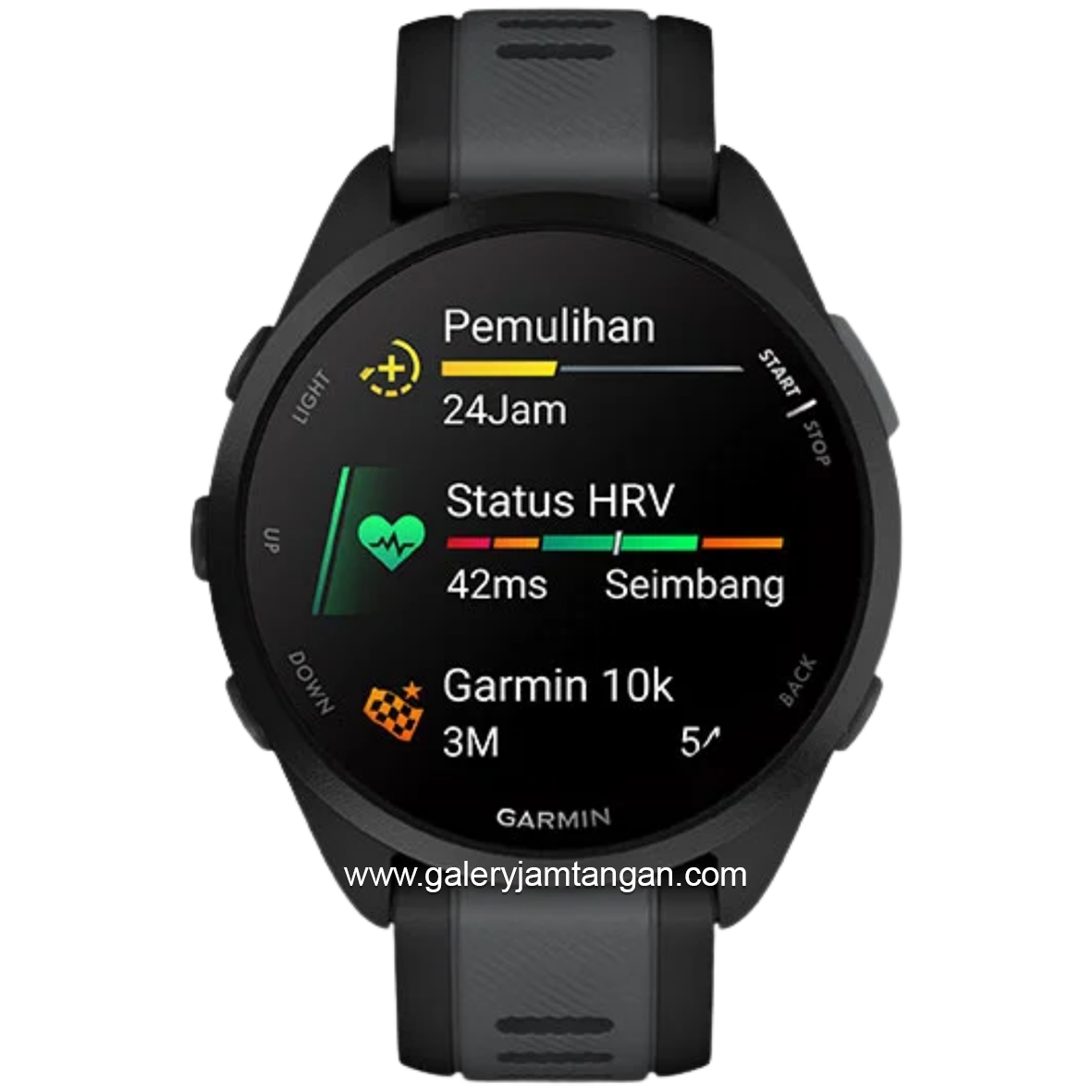 GARMIN Forerunner 165 Music Digital Dial Black Slate Grey Silicone Strap
