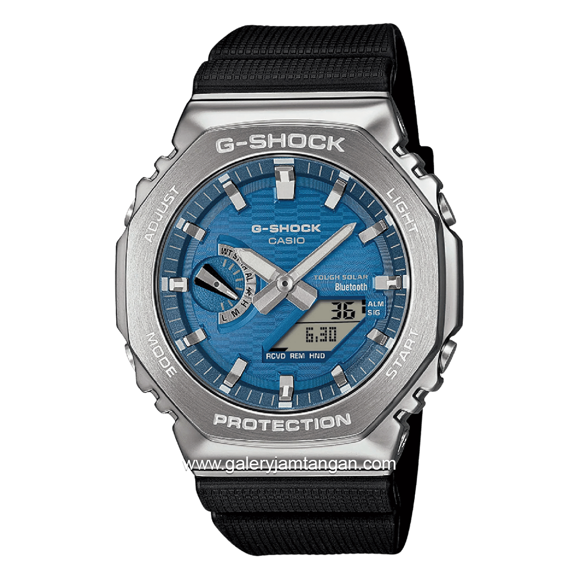 G-SHOCK GBM-2100A-2BDR Solar Black Dial Blue Analog Digital Resin Strap