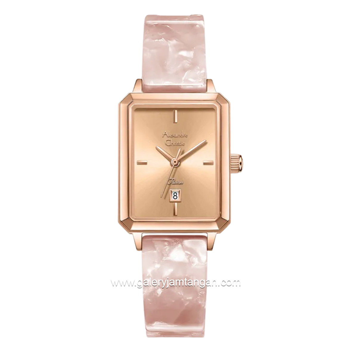 Alexandre Christie Passion AC 2B75 LD BRGPN Rose Gold Dial Pink Acetate Strap