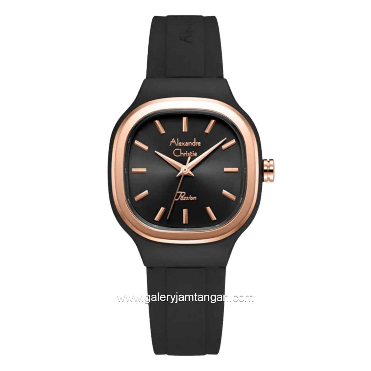 Alexandre Christie Passion AC 2B77 LH RRGBA Black Dial Black Rubber Strap