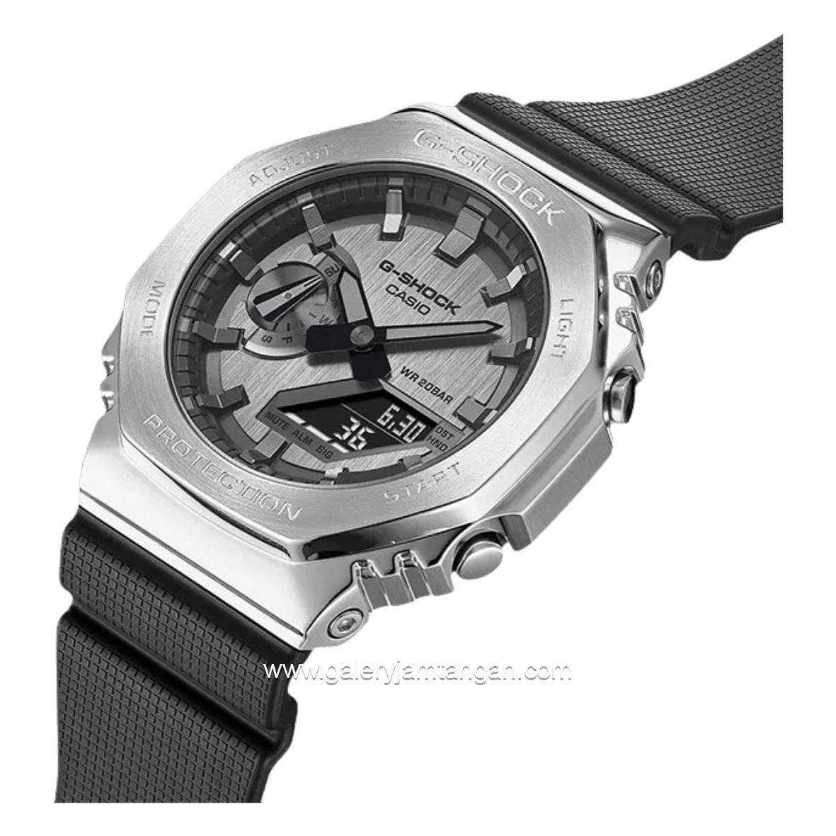 G-SHOCK GM-2100-1ADR  Metal Covered Grey Black Silver Analog Digital Rubber Strap