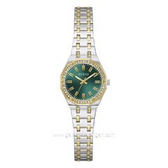 GUESS PIXIE GW0931L8 Silver Combi Gold Dial Green Stainless Steel Strap