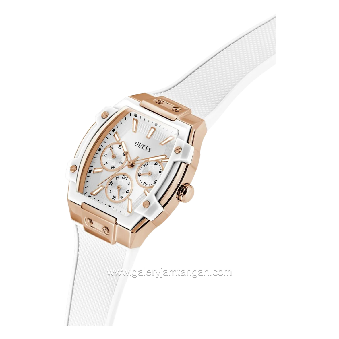 GUESS PHOENIX GW0945L6 White Rosegold Silicone Strap