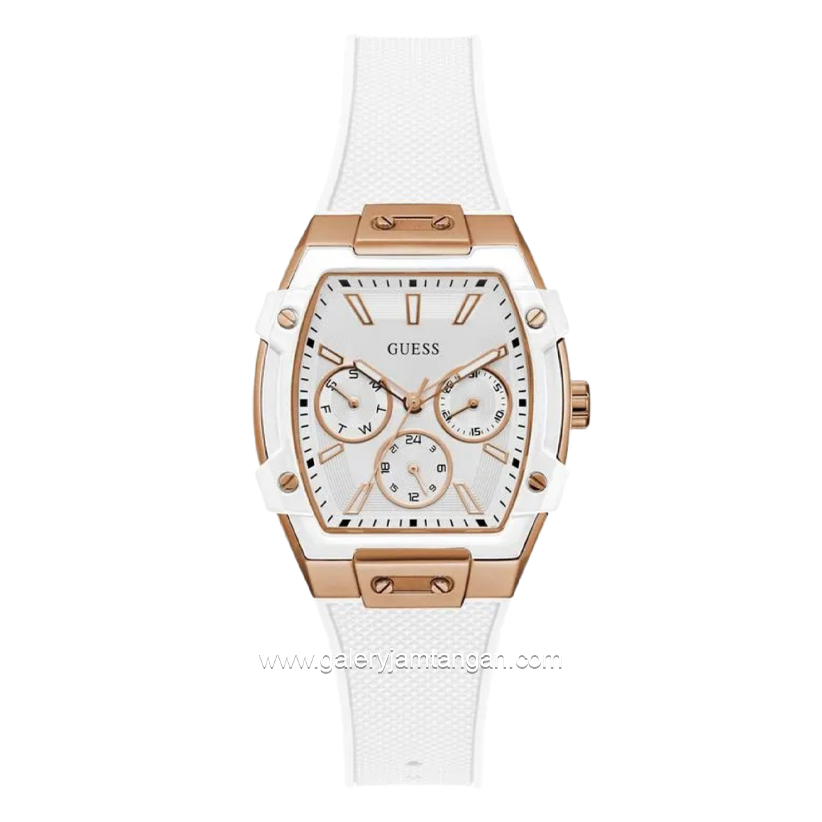 GUESS PHOENIX GW0945L6 White Rosegold Silicone Strap