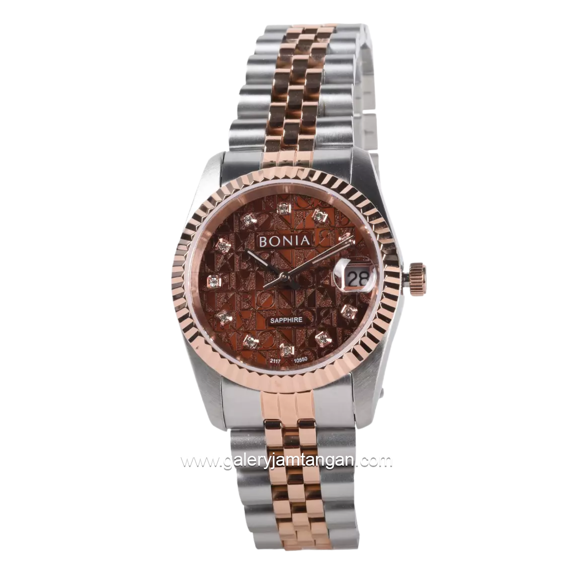 BONIA Sapphire BNB10550-3646 SILVER ROSE BROWN Stainless Steel Strap