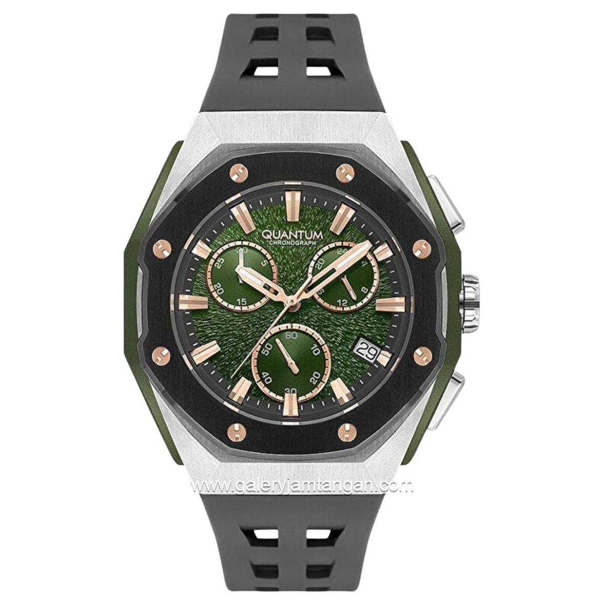 QUANTUM HNG1170.366 Black Dial Green Silicone Strap