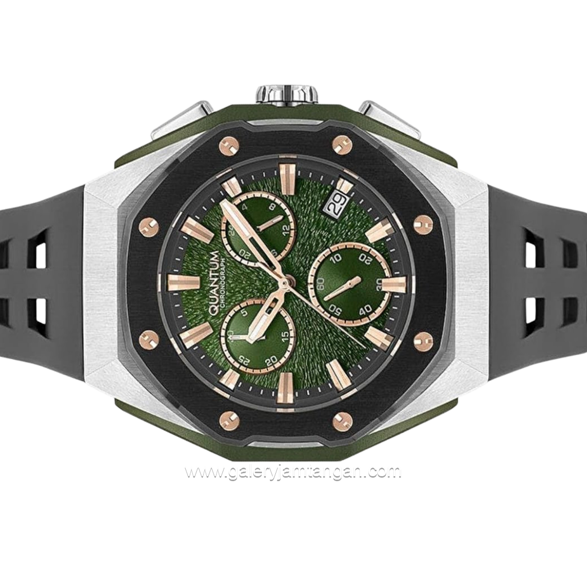 QUANTUM HNG1170.366 Black Dial Green Silicone Strap