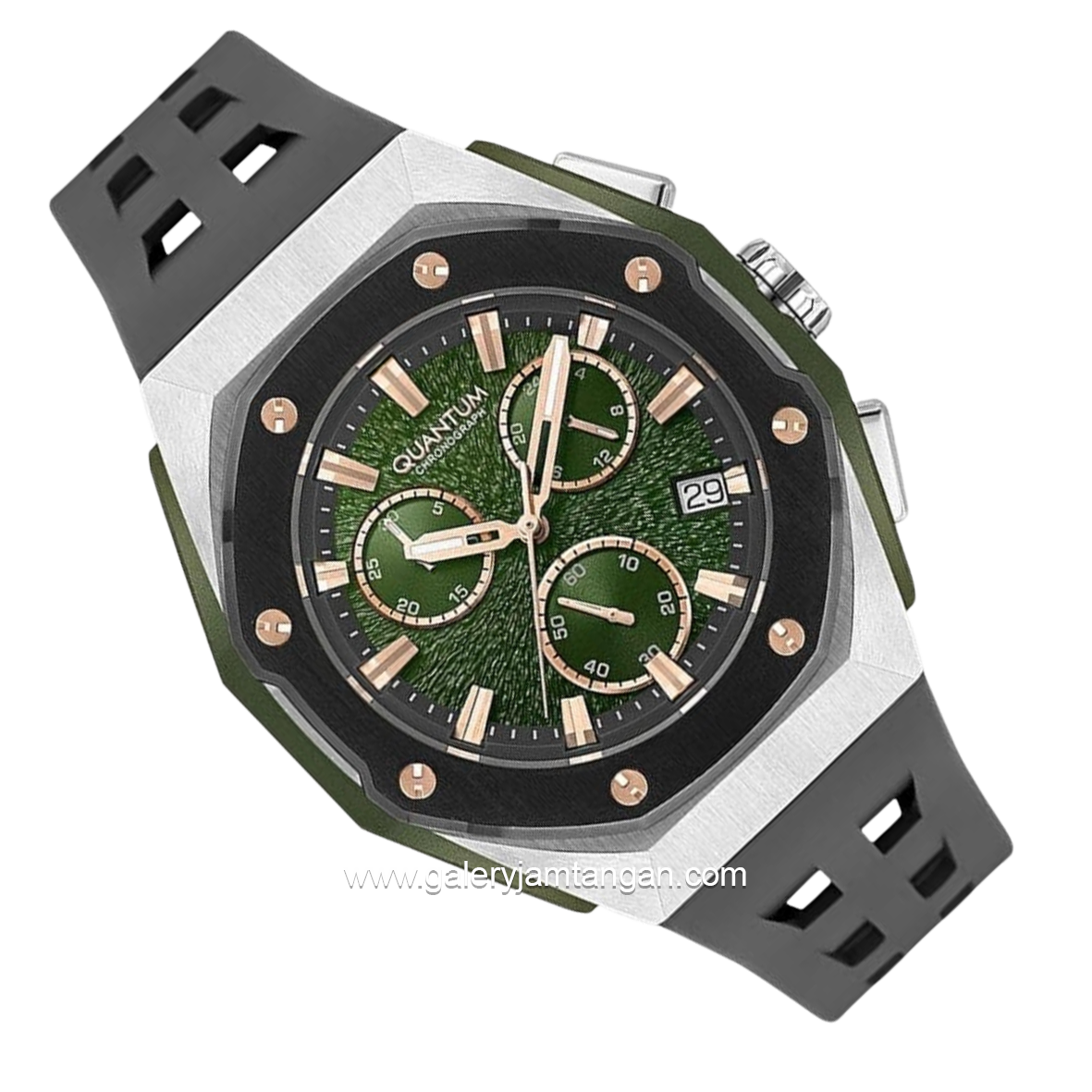QUANTUM HNG1170.366 Black Dial Green Silicone Strap