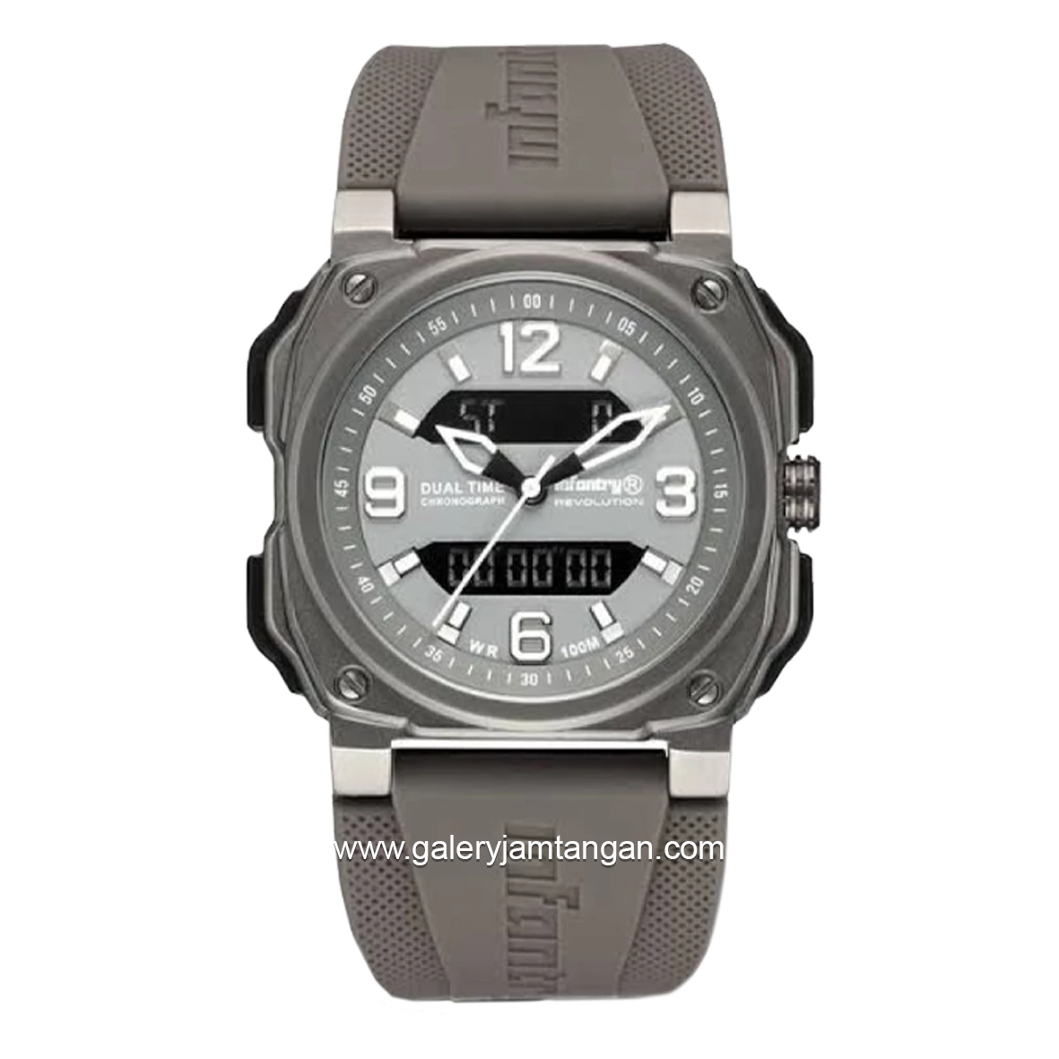 INFANTRY REVO-AD-01 Dual Time Full Grey Rubber Strap