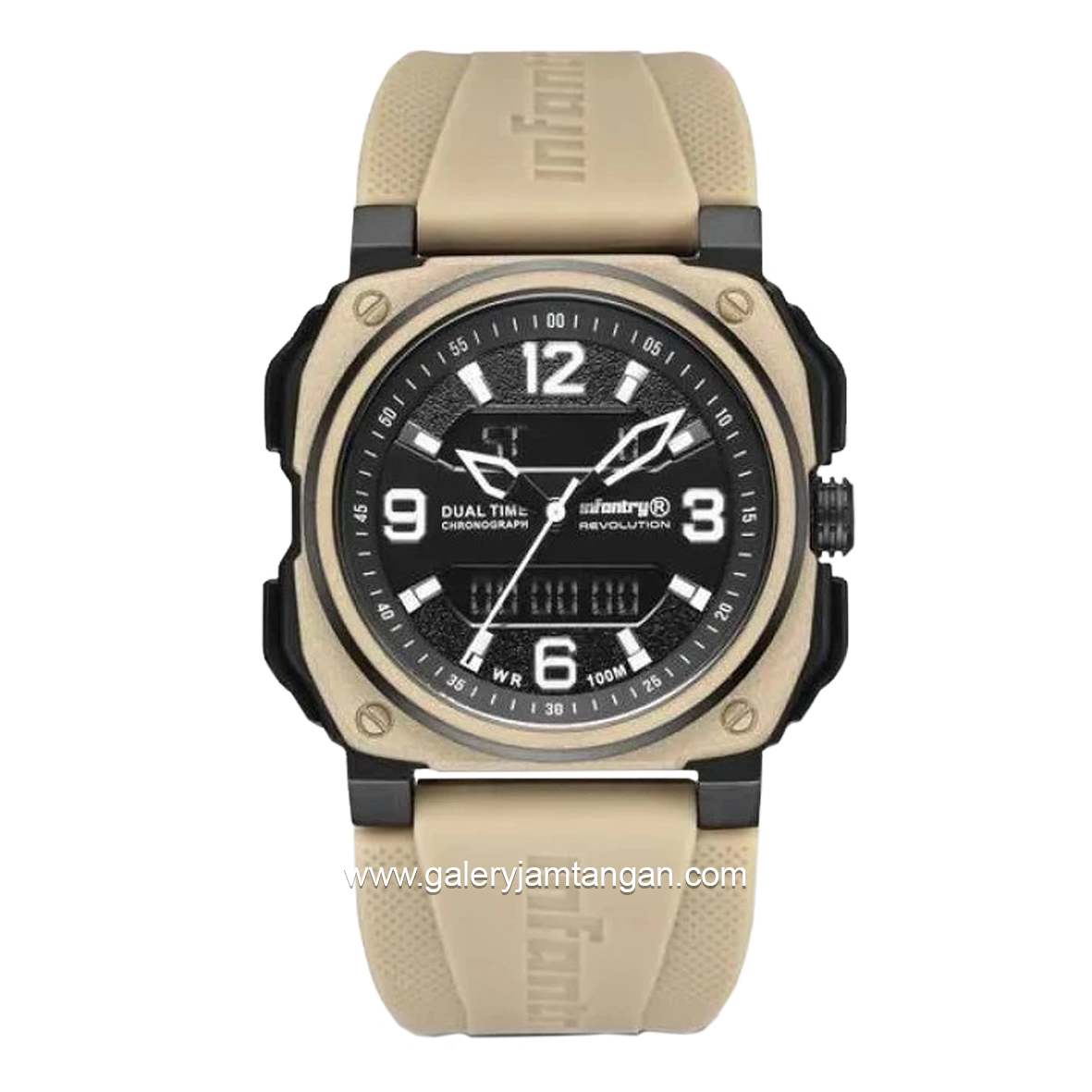 INFANTRY REVO-AD-05 Dual Time Full Ivory Rubber Strap