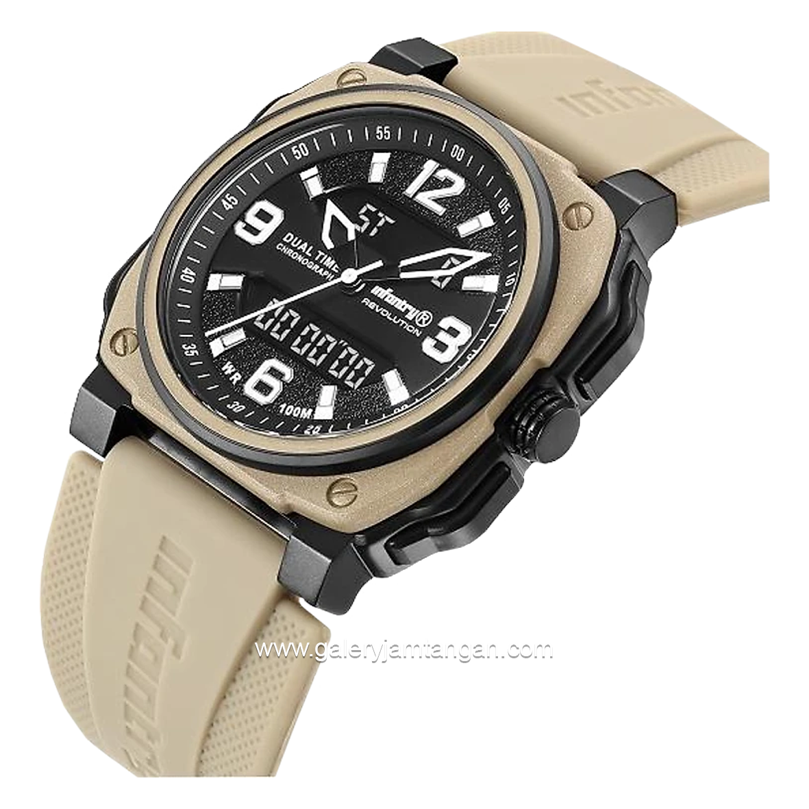 INFANTRY REVO-AD-05 Dual Time Full Ivory Rubber Strap