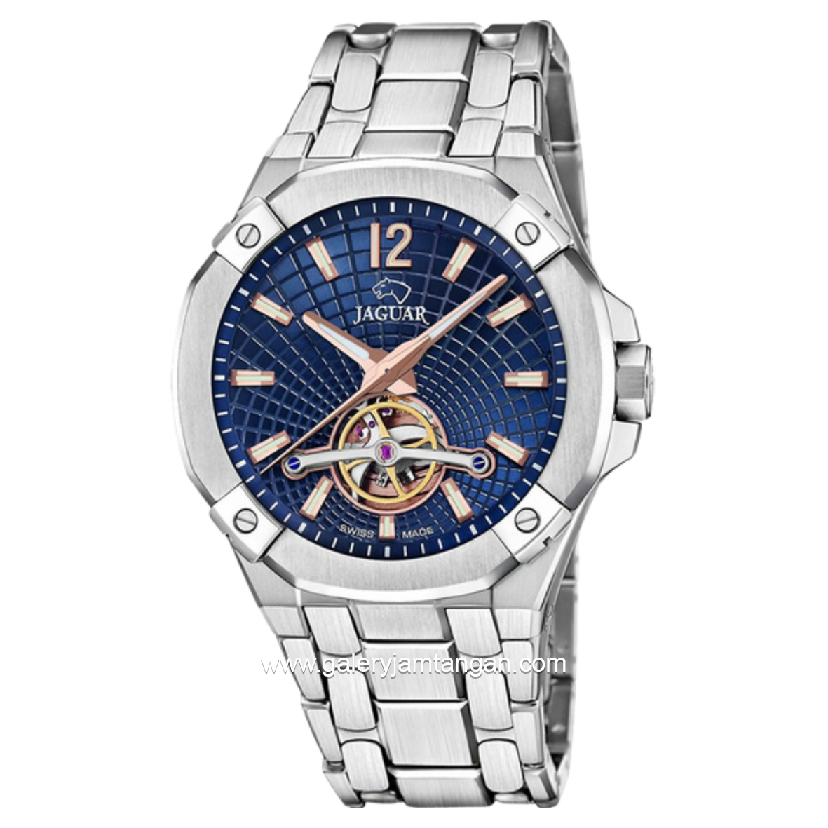 JAGUAR J1007/2 Balancier Automatic Silver Dial Blue Swiss Made