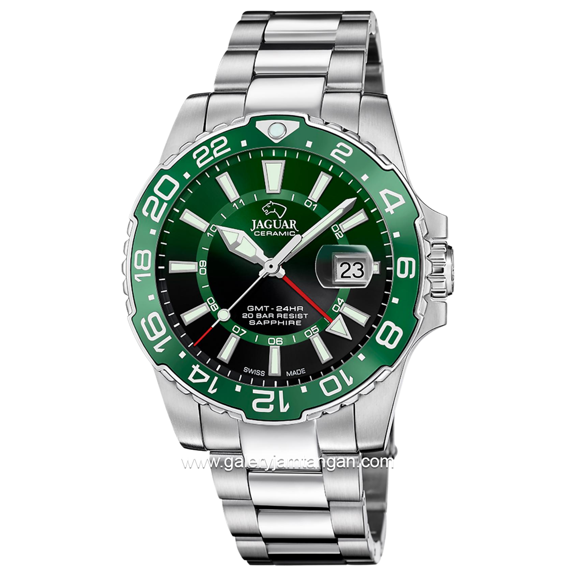 JAGUAR J1011/3 Silver Dial Green Stainless Steel Swiss Made