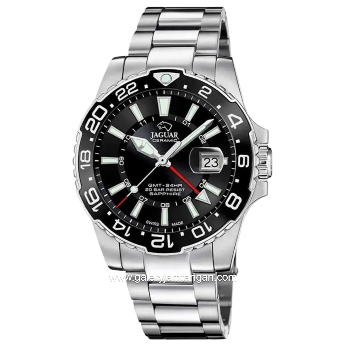 JAGUAR J1011/6 Silver Dial Black Stainless Steel Siwss Made