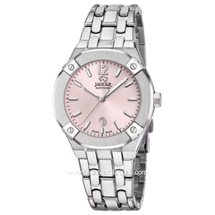 JAGUAR J1016/2 Silver Dial Pink Sapphire Crystal Swiss Made