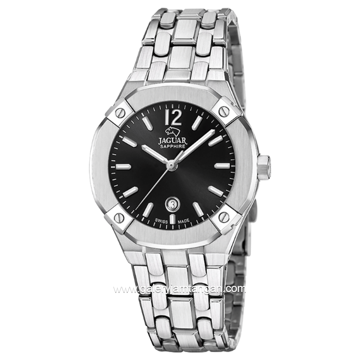 JAGUAR J1016/3 Silver Dial Black Sapphire Crystal Swiss Made