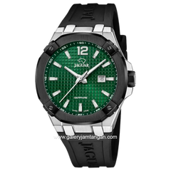 JAGUAR J1019/1 Black Dial Green Sapphire Rubber Strap