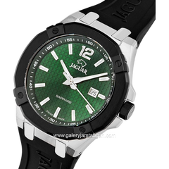 JAGUAR J1019/1 Black Dial Green Sapphire Rubber Strap
