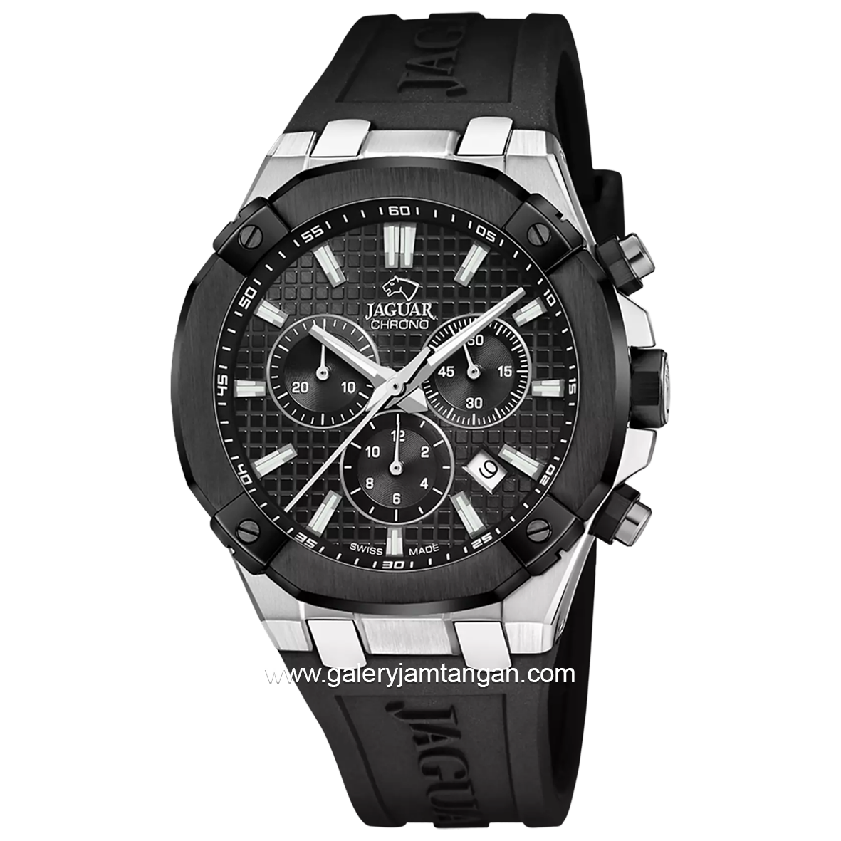 JAGUAR J1020/1 Rubber Black Dial Black Chronograph Swiss Made