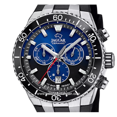 JAGUAR J1021/6 Black Silver Dial Blue Rubber Strap Swiss Made