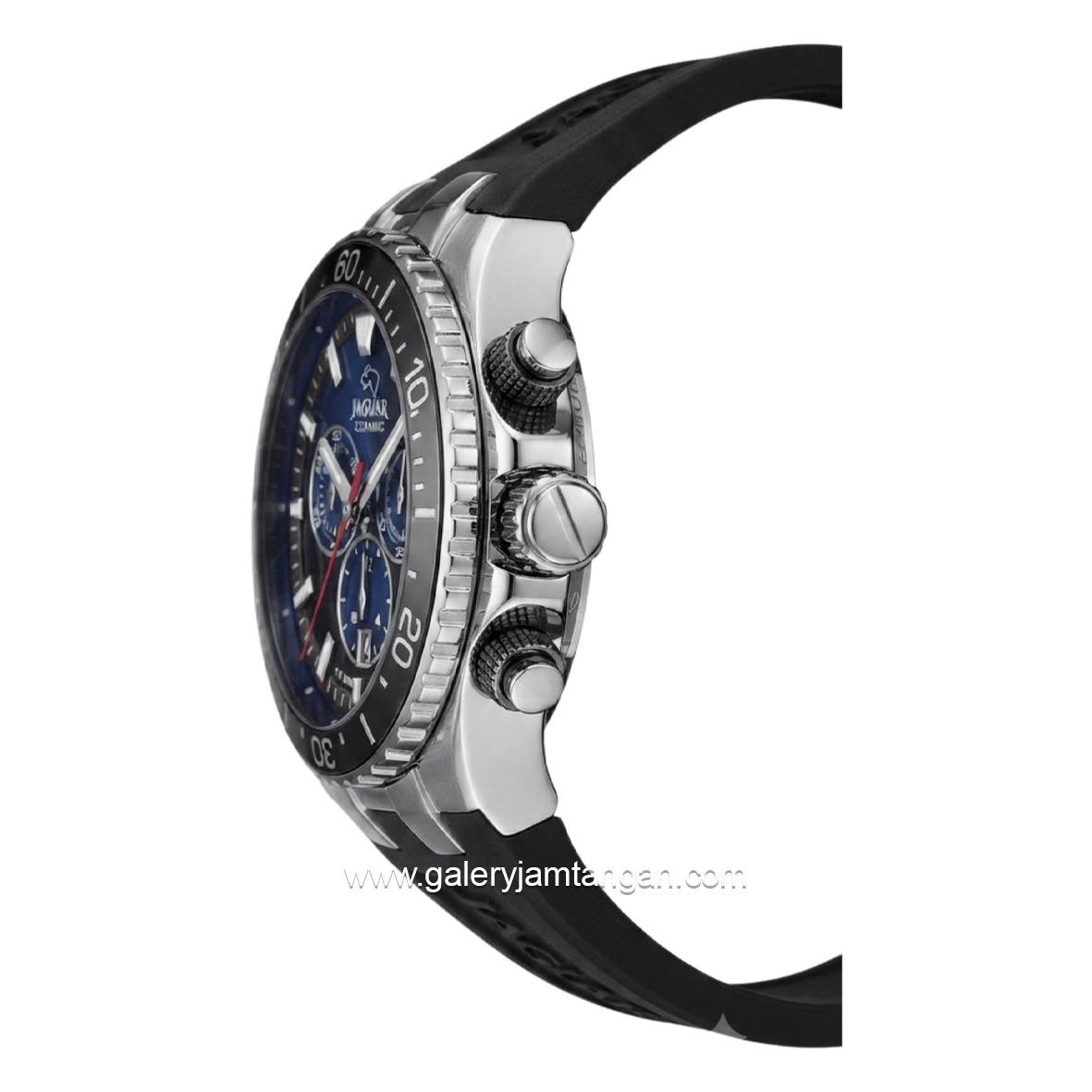 JAGUAR J1021/6 Black Silver Dial Blue Rubber Strap Swiss Made